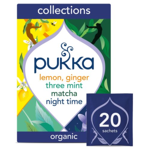 Pukka Organic Herbal Tea Collection, Four Different Flavours 20 Home Compostable Herbal Tea Bags