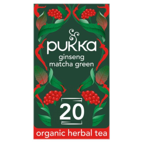 Pukka Organic Ginseng Matcha Green Tea 20 Home Compostable Green Tea Bags 30g
