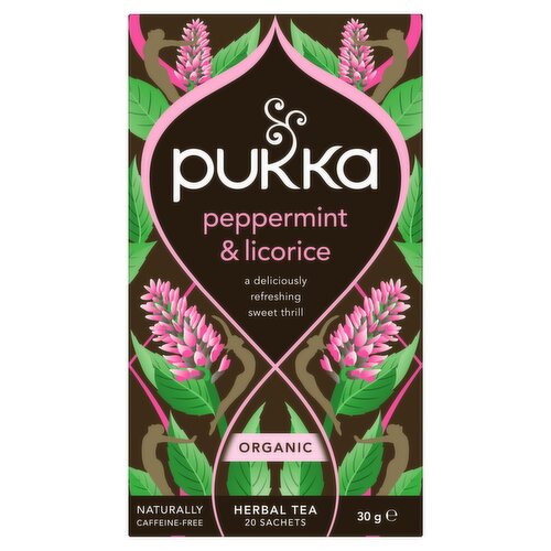 Pukka Organic Peppermint & Licorice Mint Tea 20 Home Compostable Herbal Tea Bags