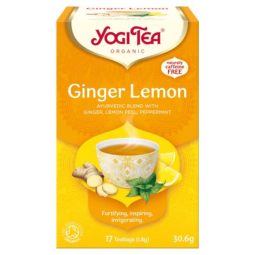 Yogi Tea Ginger Lemon Organic Spice and Herbal Tea, Blend Ginger, Lemon Peel and Peppermint, 17 Teabags
