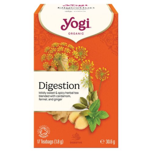 Yogi Tea Digestion Organic Herbal Tea, Blend of Cardamom, Fennel and Ginger, 17 Tea Bags