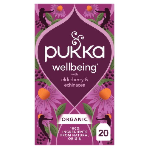 Pukka Organic Elderberry & Echinacea Tea 20 Home Compostable Berry Herbal Tea Bags