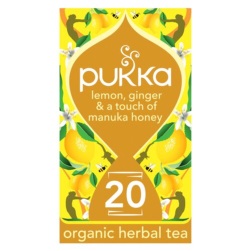 Pukka Organic Lemon, Ginger & a touch of Manuka Honey Tea 20 Home Compostable Herbal Tea Bags