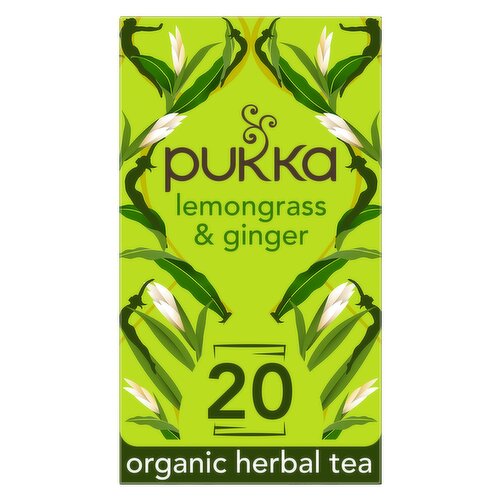 Pukka Organic Lemongrass & Ginger Tea 20 Home Compostable Herbal Tea Bags 36g
