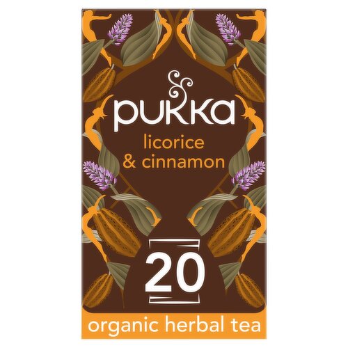 Pukka Organic Licorice & Cinnamon Tea 20 Home Compostable Herbal Tea Bags