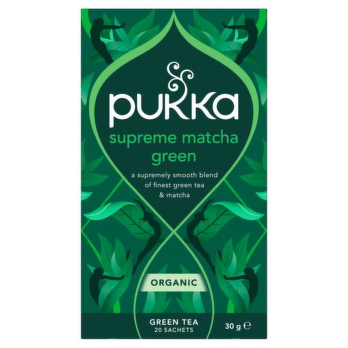 Pukka Organic Supreme Matcha Green Herbal Tea 20 Home Compostable Green Tea Bags 30g