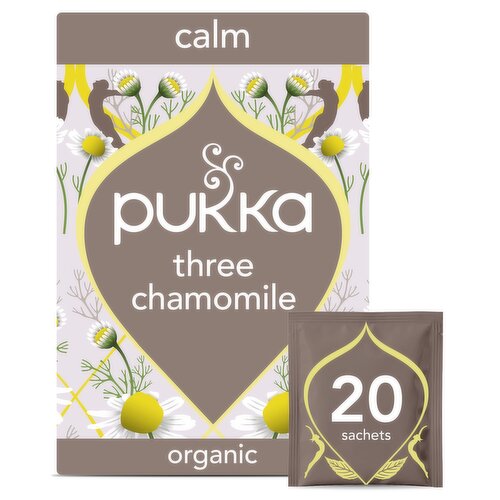 Pukka Organic Three Chamomile Tea 20 Home Compostable Herbal Tea Bags