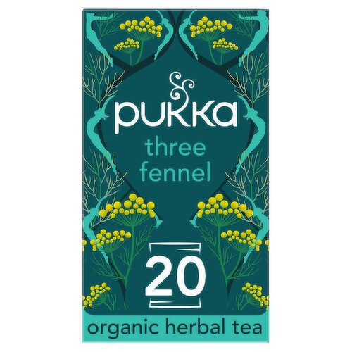 Pukka Organic Three Fennel Herbal Tea 20 Home Compostable Tea Bags