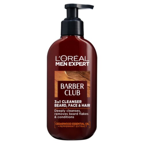 L'Oréal Men Expert Barber Club 3-in-1 Beard, Face & Hair Wash, With Cedarwood Essential Oil, 200ml