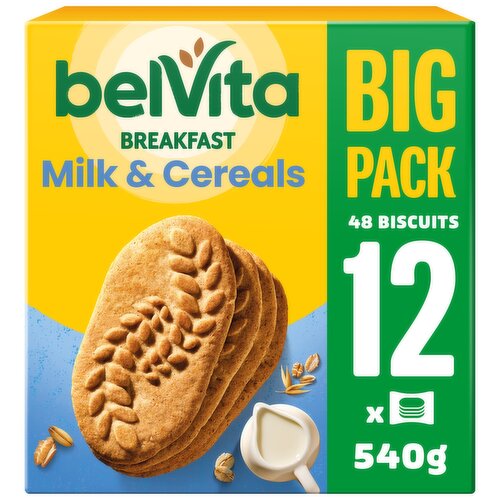 Belvita Milk & Cereals Biscuits Snack Bars Multipack 540g (12 x 45g)
