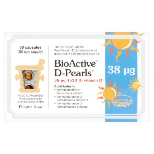 Pharma Nord BioActive D-Pearls 38 µg/1520 IU Vitamin D 80 Capsules