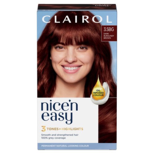 Clairol Nice'n Easy Permanent Hair Dye, 3.5BG Dark Burgundy Brown