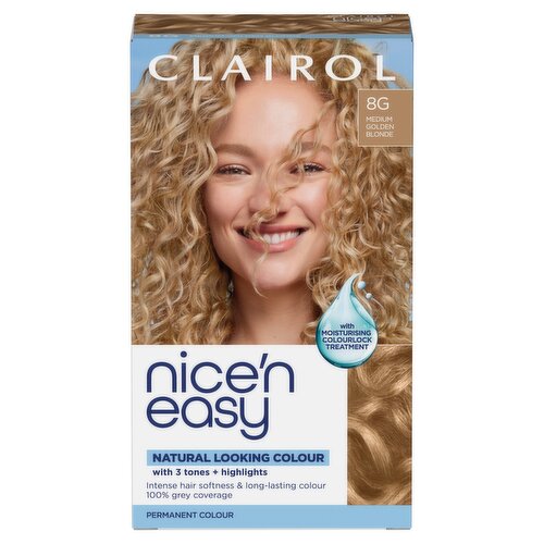 Clairol Nice'n Easy Permanent Hair Dye, 8G Medium Golden Blonde