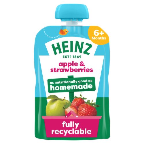 Heinz Apple & Strawberry Baby Food Fruit Puree Pouch 6+ Months 100g