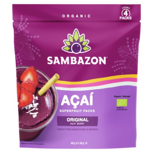 Sambazon Organic Original Açaí Berry 4 x 100g (400g)