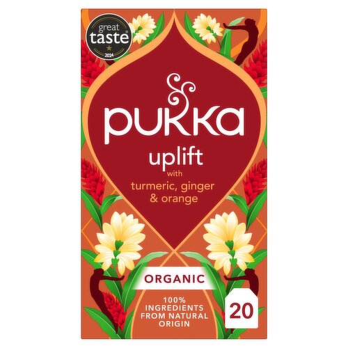 Pukka Organic Turmeric Ginger & Orange Tea 20 Home Compostable Herbal Tea Bags