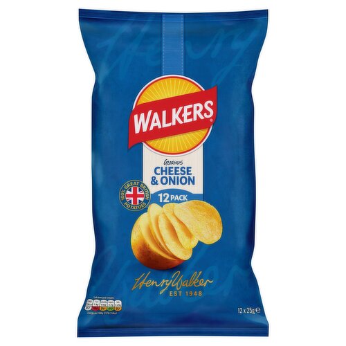 Walkers Cheese & Onion Multipack Crisps 12x25g