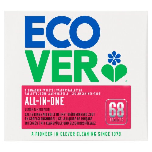 Ecover Lemon & Mandarin All-in-One Dishwasher Tablets, 68 Tablets 1.36kg