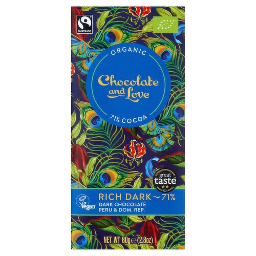 Chocolate and Love Organic 71% Cocoa Dark Chocolate 80g
