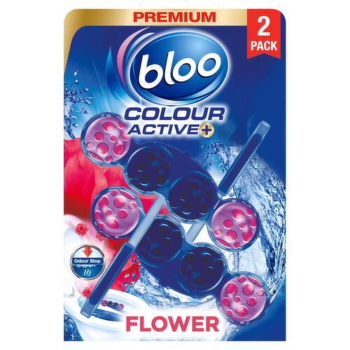 Bloo Colour Active+ Fresh Flowers Toilet Rim Blocks 2 x 50g
