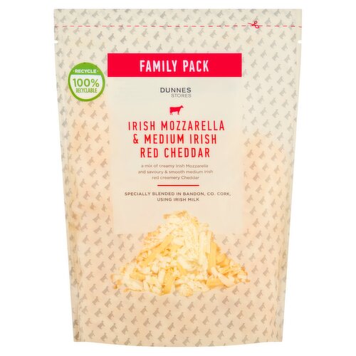 Dunnes Stores Family Pack Irish Mozzarella & Medium Irish Red Cheddar 400g  