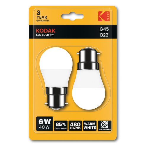 Kodak LED Golf 6W 40W B22 2PK