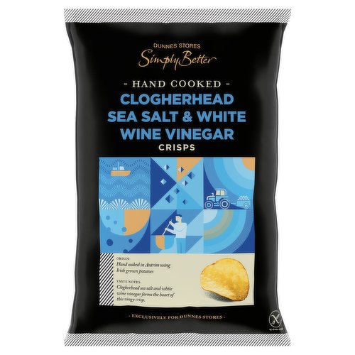 Dunnes Stores Simply Better Hand Cooked Clogherhead Sea Salt & White Wine Vinegar Crisps 125g