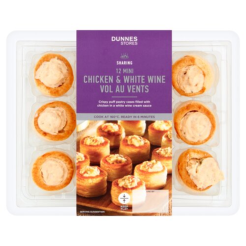Dunnes Stores Sharing 12 Mini Chicken & White Wine Vol Au Vents 144g