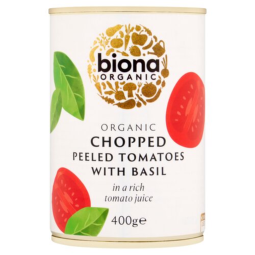 Biona Organic Chopped Peeled Tomatoes With Basil 400g