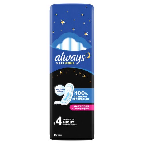 Always Maxi Profresh Night Sanitary Towels (Size 4) 10 Pads