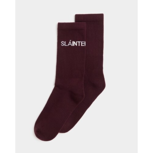 Women's Irish Slogan Long Tube Socks Burgundy 4-8