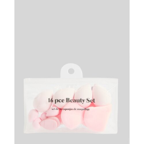 Beauty Sponge Set - 16 Pieces Pink 