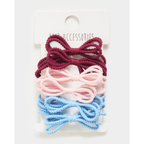 Textured Bow Hair Bobbins - Pack Of 6 Multi