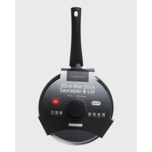 20cm Aluminium Saucepan And Lid Black