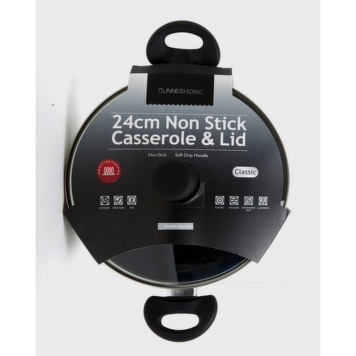 24cm Aluminium Casserole And Lid Black