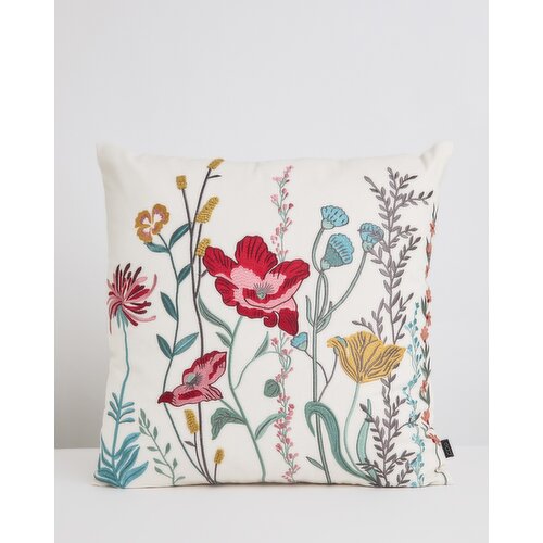 Carolyn Donnelly Eclectic Embroidered Floral Cushion Multi