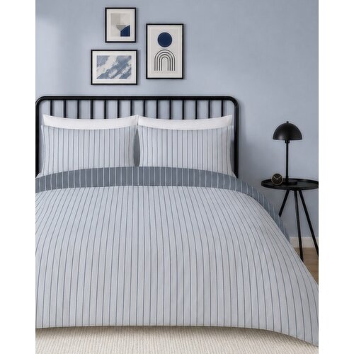 Stripe Value Duvet Set Blue Single