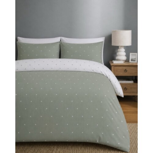 Polka Dot Duvet Set Sage Single