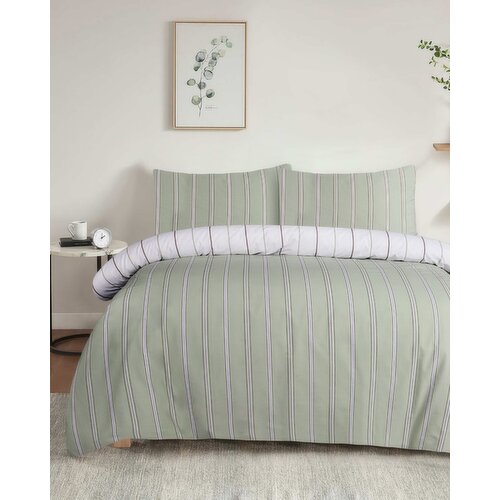 Block Stripe Complete Bed Set Green Double