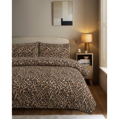 Leopard Print Microfibre Duvet Set Black Double
