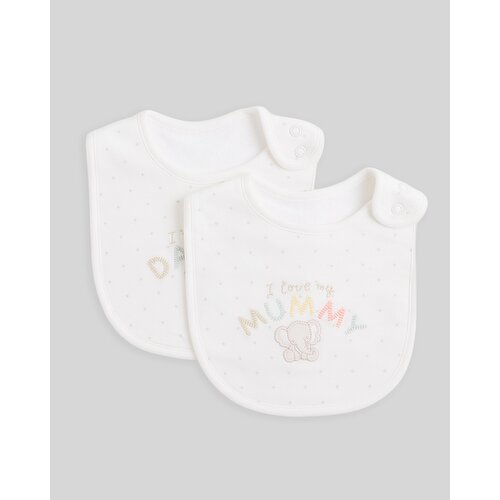 I Love Mummy & Daddy Bibs - Pack Of 2 Cream