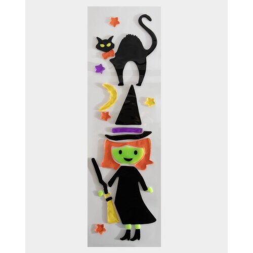 Witch And Cat Gel Window Stickers Multi 