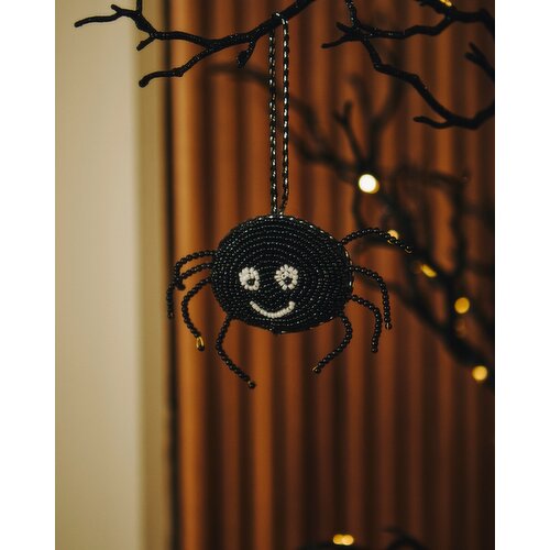 Beaded Spider Hanging Decoration Black