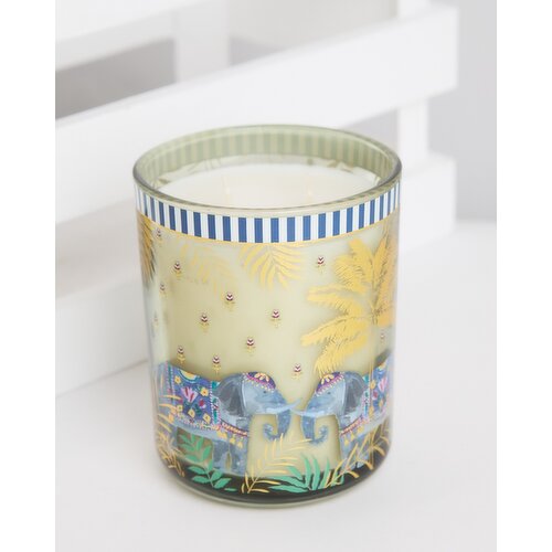 Carolyn Donnelly Eclectic Pink Grapefruit Citronella Large Decal Candle Light-Green