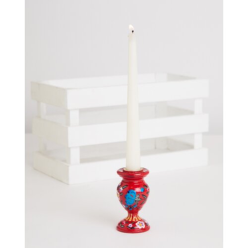 Carolyn Donnelly Eclectic Small Folk Candlestick Holder Red