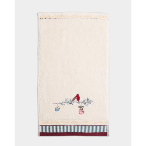 Carolyn Donnelly Eclectic Embroidered Robin Guest Towel Red