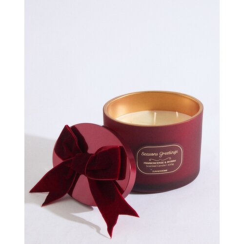 Frankincense & Myrrh Bow Candle Burgundy 