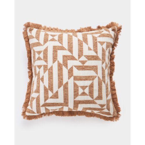Fringe Chenille Abstract Cushion Tan