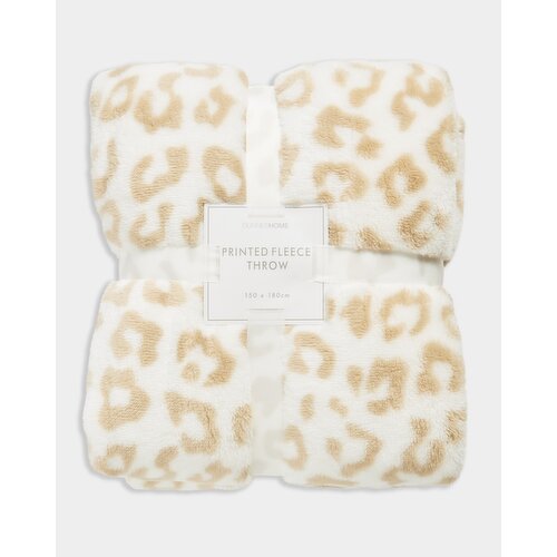 Printed Fleece Throw Beige 