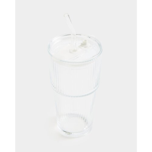 Tall Ribbed Glass Tumbler - 540ml Clear 